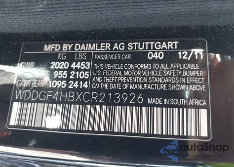 2012 Mercedes-Benz C 250 Sport из США, поврежденный, VIN WDDGF4HBXCR213926